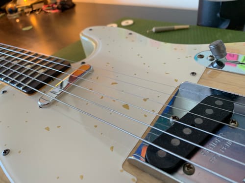 Customer photo review of Speckled - Telecaster Pickguard - Gold on Ivory Plexi