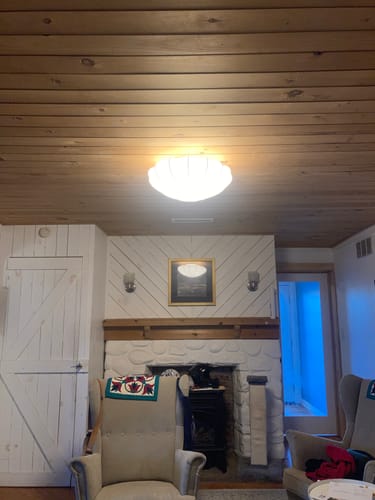 Customer photo review of Mid-century White Silk Flush Mount Light