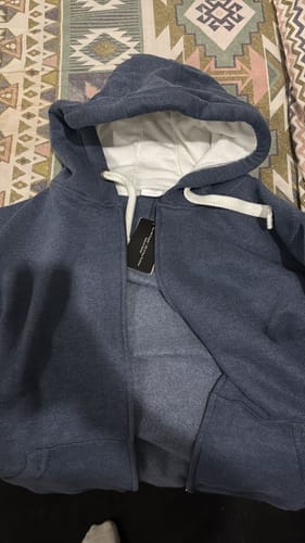 Customer photo review of Premium fit Zip Hoodie - Blue Gray with White Rope