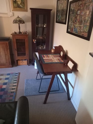 Customer photo review of Andri Solid Wood Study Desk with Mini Shelf and Drawers/Rubberwood/Home Office Desk/Walnut