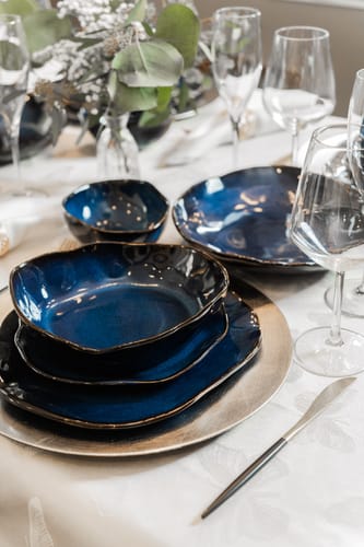 Customer photo review of 16-Piece Stoneware Set- Ocean Blue