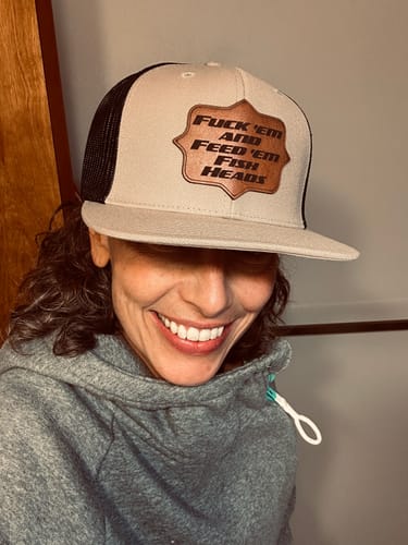 Customer photo review of Custom Wool Blend Flatbill Trucker Hat - Richardson 511