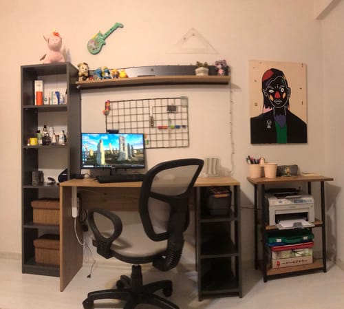 Customer photo review of Rani HA125 Kitaplıklı Raflı Çalışma Ofis Bilgisayar Masası Antrasit - Sepet Ceviz