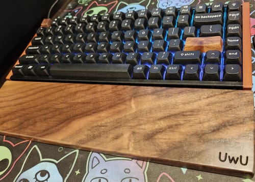 Customer photo review of American Black Walnut Keyboard Palm Rest