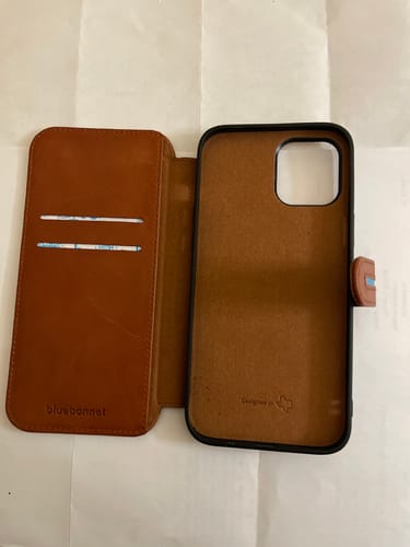 Customer photo review of The Executive Leather iPhone 12 Pro Max Wallet Case Folio - Tuscan Tan