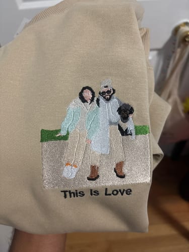 Customer photo review of Custom Embroidered Sweatshirts for Him and Her,Best Couple Gifts