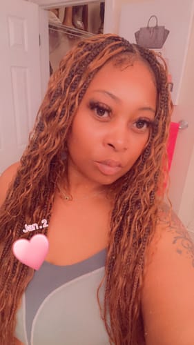 Customer photo review of 36" Human Hair Boho Curls HD Lace Knotless Box Braided Wig Full Hand-tied - Human Baby Hair