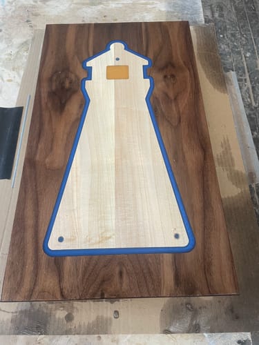 Customer photo review of 17x8" Lighthouse Shaped Serving Board Acrylic Router Template
