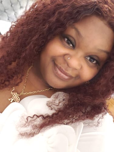 Customer photo review of Wavymy Wear & Go Reddish Brown Kinky Curly 4x6 Lace Closure 180% Density Wig