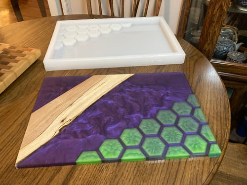 Customer photo review of 18x12x1.25" Hexagon Hive Inlay 1 Silicone Mold - Charcuterie Board Mold