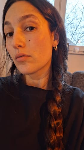 Customer photo review of Talia Hoop Clip On Earrings in Gold