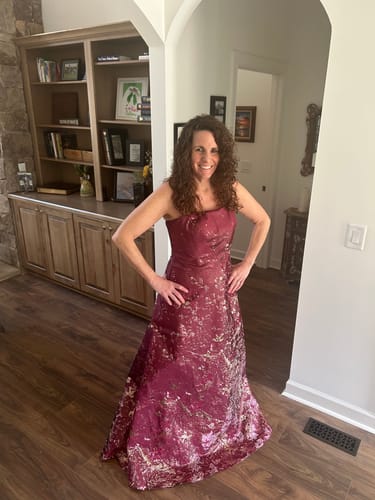 Customer photo review of Strapless Brocade A-line