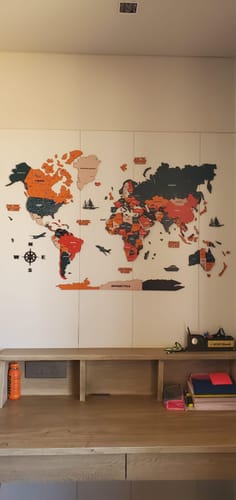 Customer photo review of 3D Pine Wooden World Map for wall