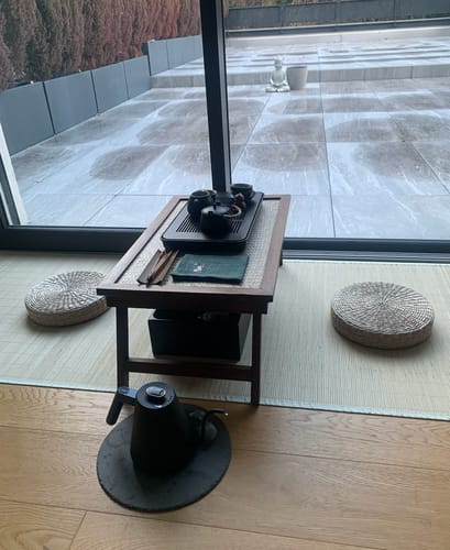 Customer photo review of Foldable Low Rattan Tea Table