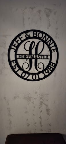 Customer photo review of Elaborate Name - Steel Sign