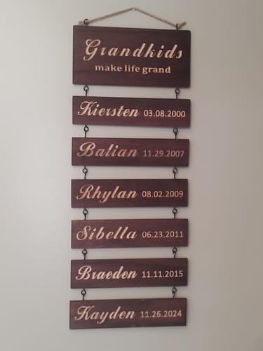 Customer photo review of Personalized Grandkids Hanging Sign (Engraved) Family Keepsake