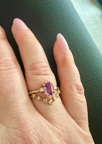 Customer photo review of Vintage 14k Yellow Gold Amethyst Diamond Ring 8.25