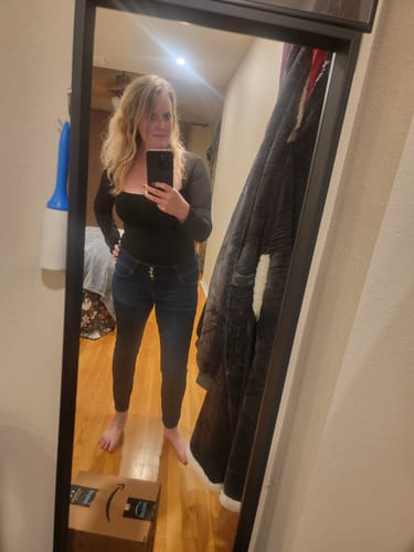 Customer photo review of Shapewear Mesh Sleeve Square Neck Sculpting Bodysuit