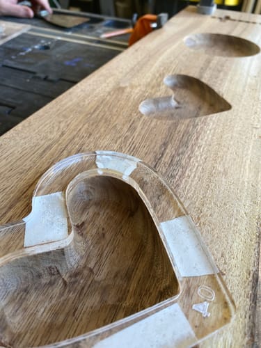 Customer photo review of 5.0x4.5" Small Heart Tray 04 Acrylic Router Template