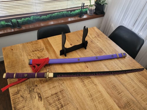 Customer photo review of Purple Ame No Habakiri Enma Sword of Roronoa Zoro in $88 (Japanese Steel is also Available) from One Piece Swords| Japanese Samurai Sword | Type II