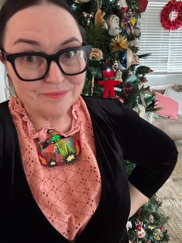 Customer photo review of Wrap Top in Black Velvet - Vixen by Micheline Pitt