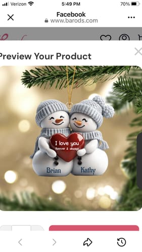 Customer photo review of Personalized Acrylic Ornament - Snowman Couple First Christmas