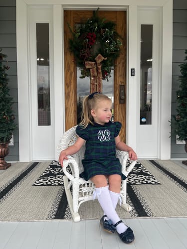 Customer photo review of Hamilton Plaid Navy & Green Sally Dress