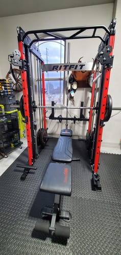 Customer photo review of RitFit M1 Multi-Functional Smith Machine 2.0 with Cable Crossover System and Squat Rack for Home Gym