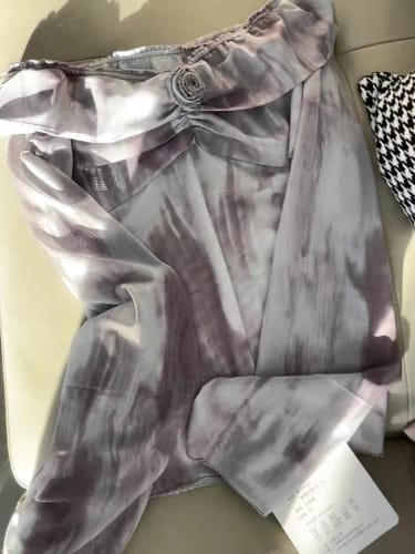 Customer photo review of Off The Shoulder Print Versatile Top