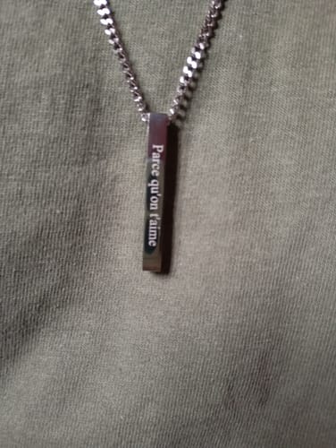 Customer photo review of Collier barre personnalisée en acier inoxydable