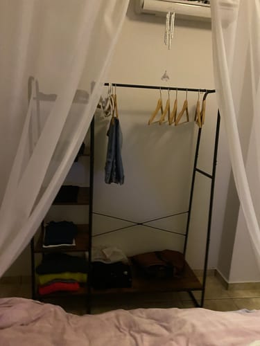 Customer photo review of Κρεμάστρα Ρούχων Ανοιχτή Ντουλάπα Σταντ Ρούχων Ράφι Κρεβατοκάμαρας Vintage Καφέ RG-R116B01