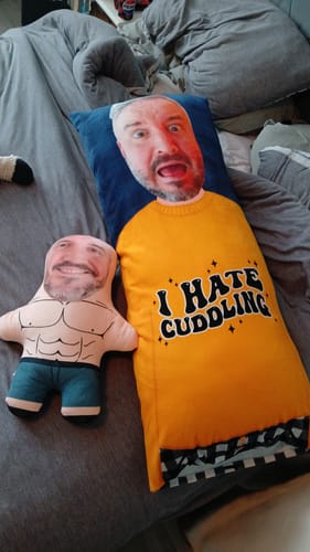 Customer photo review of I Hate Cuddling Cuddle Buddy