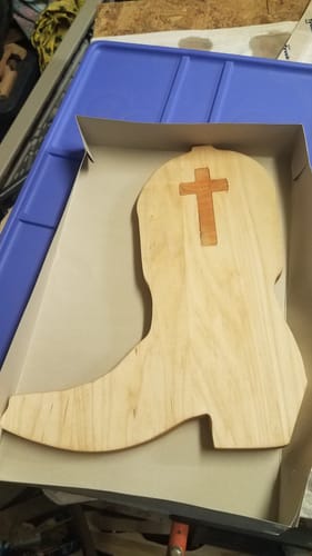 Customer photo review of Cross Inlay Acrylic Router Template - 3 Cross Sizes