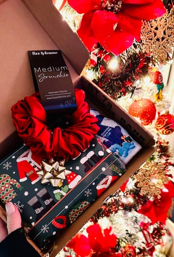 Customer photo review of CLAIRE - Satin Scrunchie | Santa Red