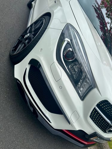 Customer photo review of ABS Gloss Black 4 Pieces Front Bumper Upper Eyebrows Canards Vent Inserts For MERCEDES BENZ【C117 X117 CLA45 AMG CLA180/200/250】13-16 Pre-facelift