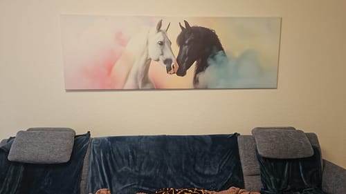Customer photo review of Leinwandbild | Pferdeliebe in Pastellfarben | Panorama