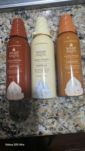 Customer photo review of Whip Shots Vodka Infused Whipped Cream 50ML Bundle Set