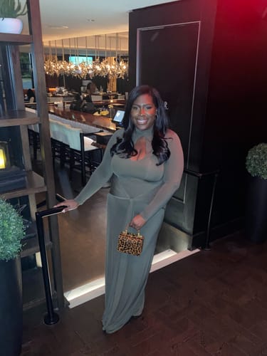 Customer photo review of Naked Keyhole Drape Tie Dress