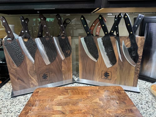Customer photo review of FREE Walnut Magnetic Knives Holder