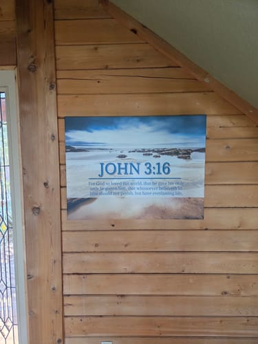 Customer photo review of John 3:16 KJV #29 Bible Verse Canvas Wall Art