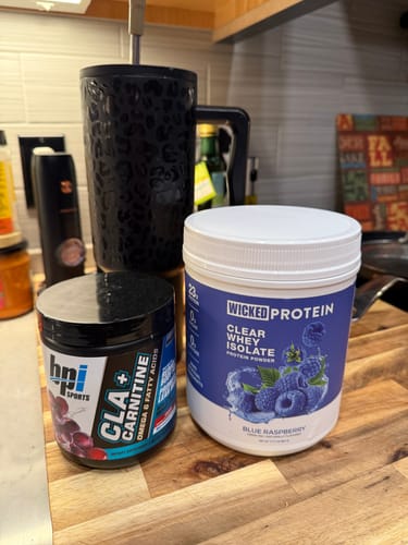 Customer photo review of WICKED Blue Raspberry Clear Whey Isolate Protein Powder (PRE ORDER)