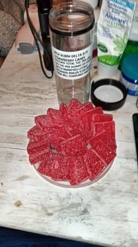 Customer photo review of THC Gummies XL Strawberry Candy 4000mg 25 Ct Delta 8/9