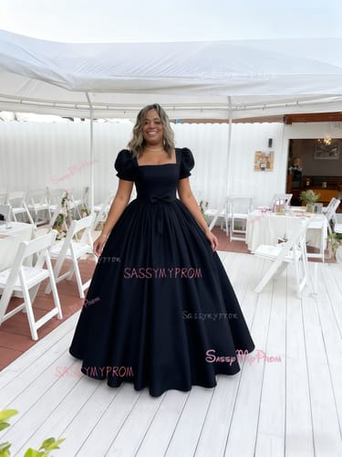 Customer photo review of A-Line Satin Floor Length Champagne Prom Dress