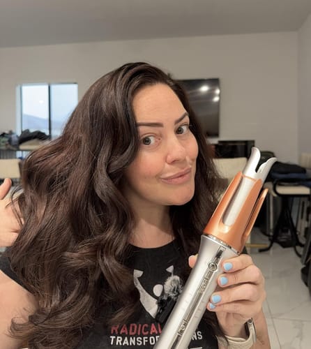 Customer photo review of Automatic Curling Iron 1 1/4 inch with 3 Temperatures Fast Heating, 2-Way Rotation