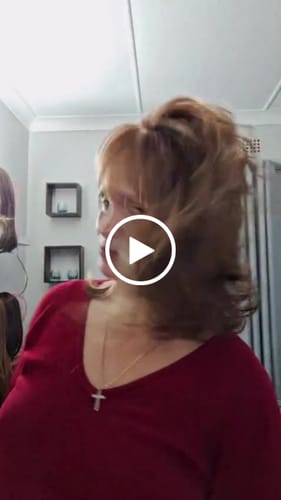 Customer video review of JBEXTENSION 12 Inches Scalpiana Wave Hazelnut 3.5X4 Hard Silky Top Natural Scalp Effect Wig with Bang BRADY HAZELNUT