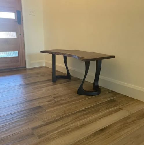 Customer photo review of Bench Legs 117/130 Uzar 16" H for Live Edge Table Top, DIY Projects