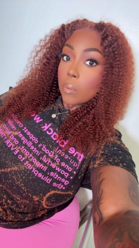 Customer photo review of Wavymy Wear & Go Reddish Brown 7x5 Glueless Lace Wigs Human Hair 180% Density