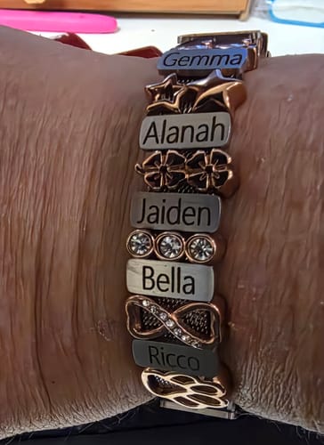 Customer photo review of Mesh charm name silver