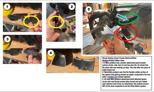 Customer photo review of Replacement Parts: Ridgid 12" R4222 & R4221 Dust Collection