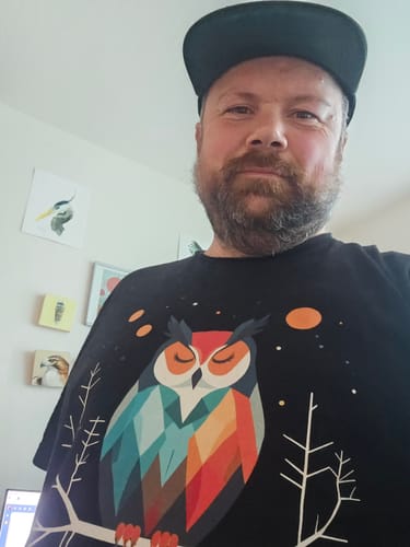 Customer photo review of Geometric Owl T-Shirt